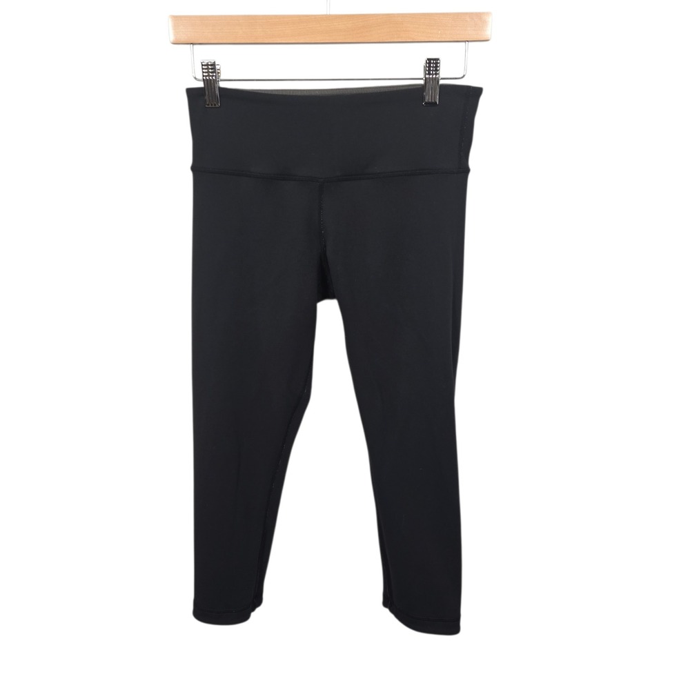 Lululemon Reversible Crop Leggings‎ Womens 4 Black Gray High Rise Yoga Pants